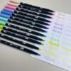 Dual ended brush pens in a rainbow of pastel colours