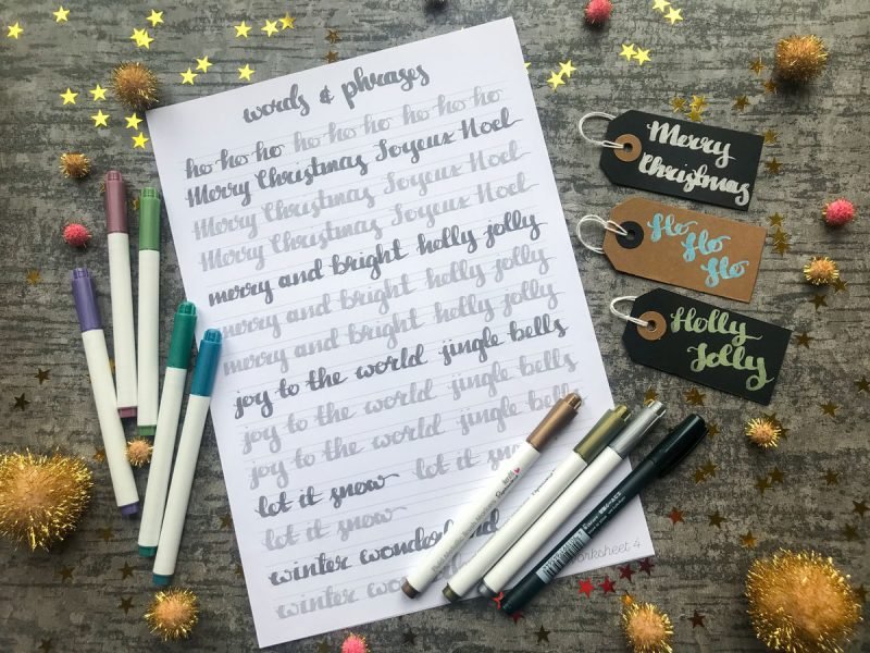 Create beautiful gift tags with example phrases and metallic pens
