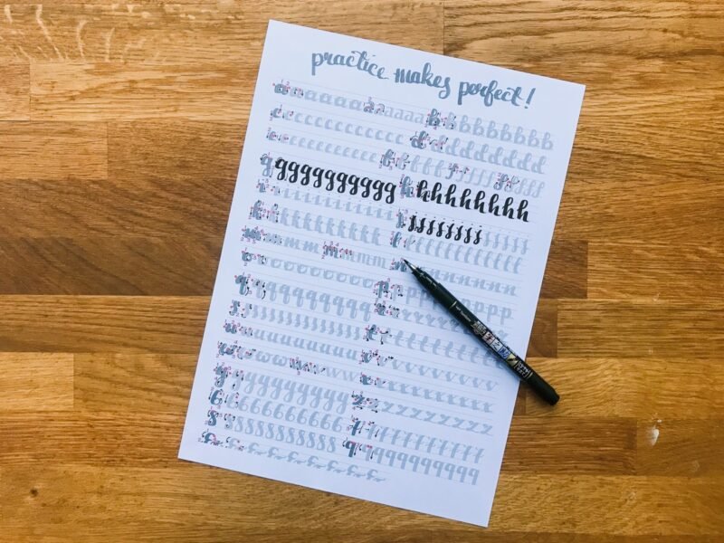 Practice sheets for the alphabet included