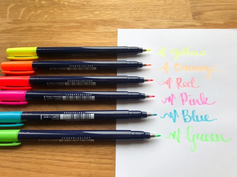 Tombow Fudenosuke hand lettering pens in neon colours