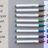 The metallic pen colours include silver, gold, copper, blue, green, teal, pink and purple