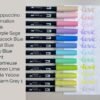 Tombow ABT bundle includes the following colours: 942 Cappuccino, 761 Carnation, 723 Pink, 623 Purple Sage, 533 Peacock Blue, 553 Mist Blue, 451 Sky Blue, 243 Mint, 133 Chartreuse, 131 Lemon Lime, 062 Pale Yellow, N89 Warm Grey 1