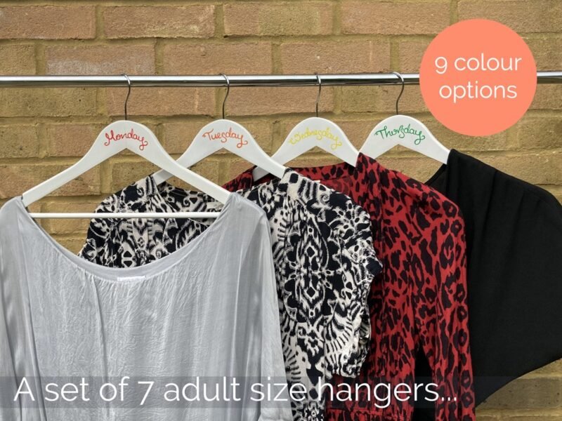 A set of 7 adult size days of the week hangers
