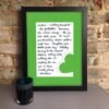 Green personalised wall art with green hearts