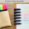 Bundle of six neon hand lettering pens comes with blue, red, orange, green, yellow, and pink