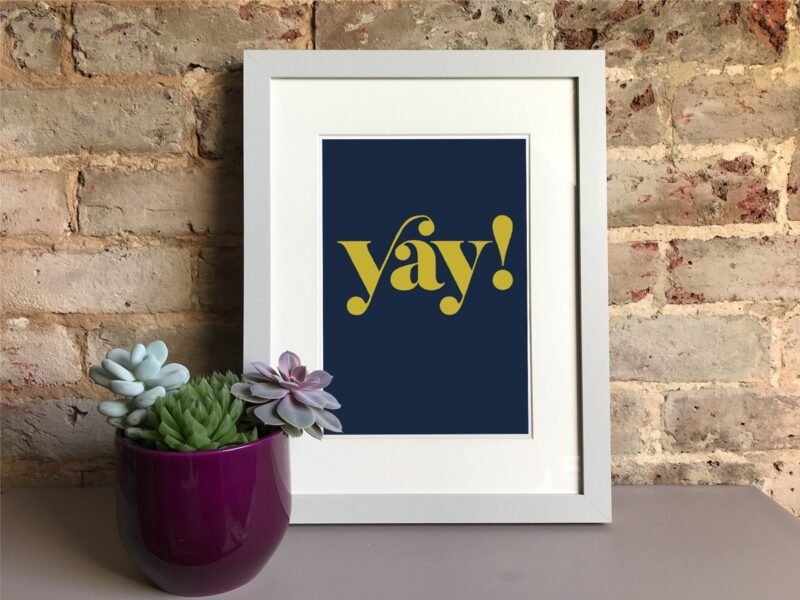 Navy blue typography gallery wall art